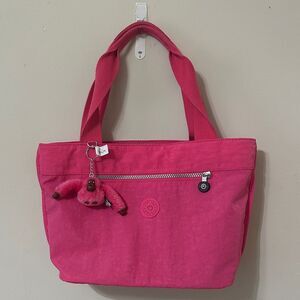 NEW Hot Pink Kipling Tote Bag with Keychain